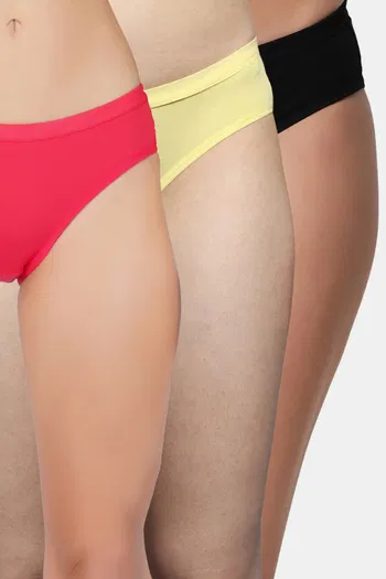 Buy Bleeding Heart Medium Rise Full Coverage Bikini Panty (Pack of 3) - Multicolor